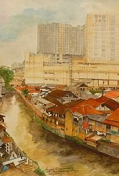 Sungai Cikapundung Melintasi Kampung Braga Bandung _ Water Color on Paper _ 56x41.5cm _ 2011